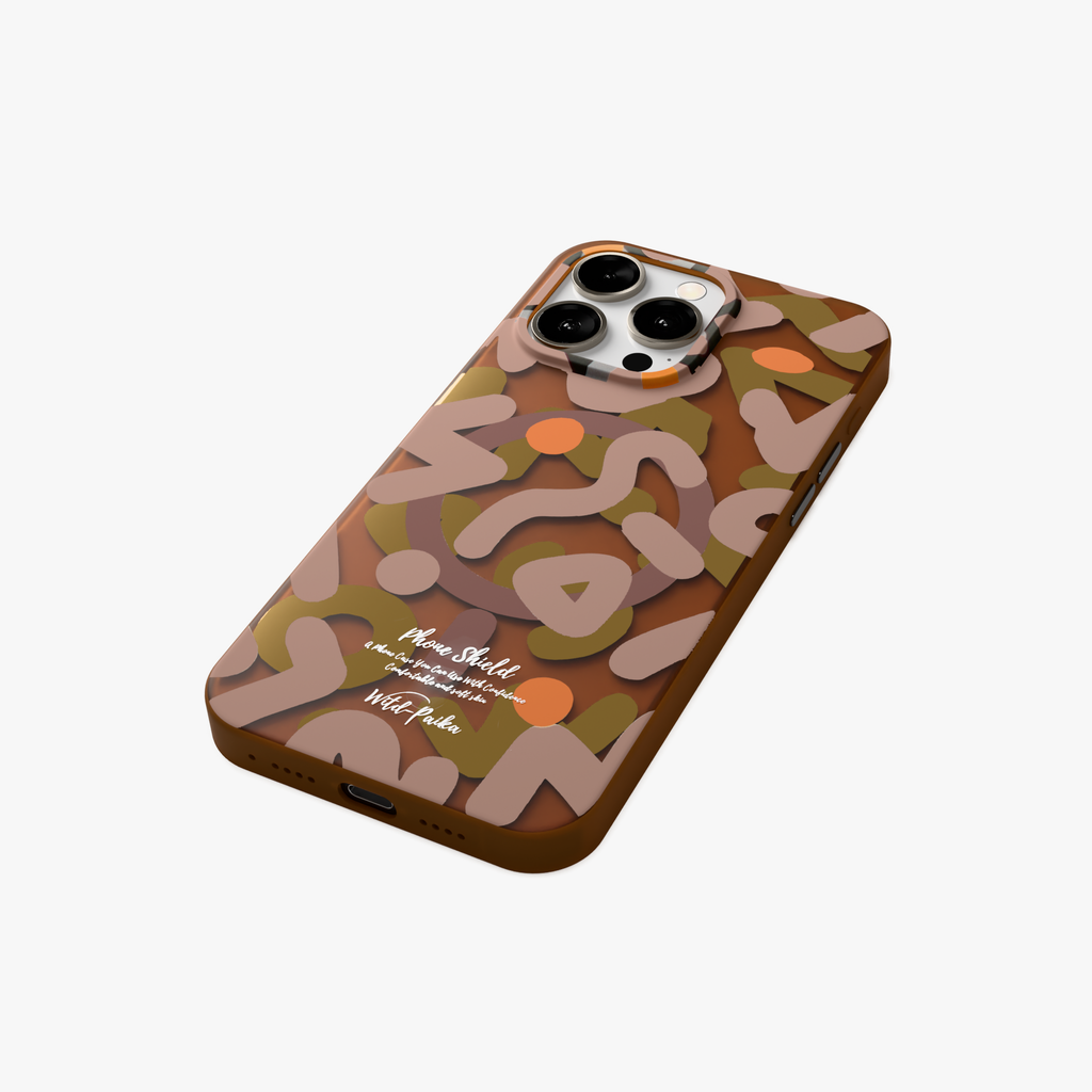 NeoWave – Brown Unique Double-layer Print Frosted MagSafe Phone Cover for iPhone 15 pro max