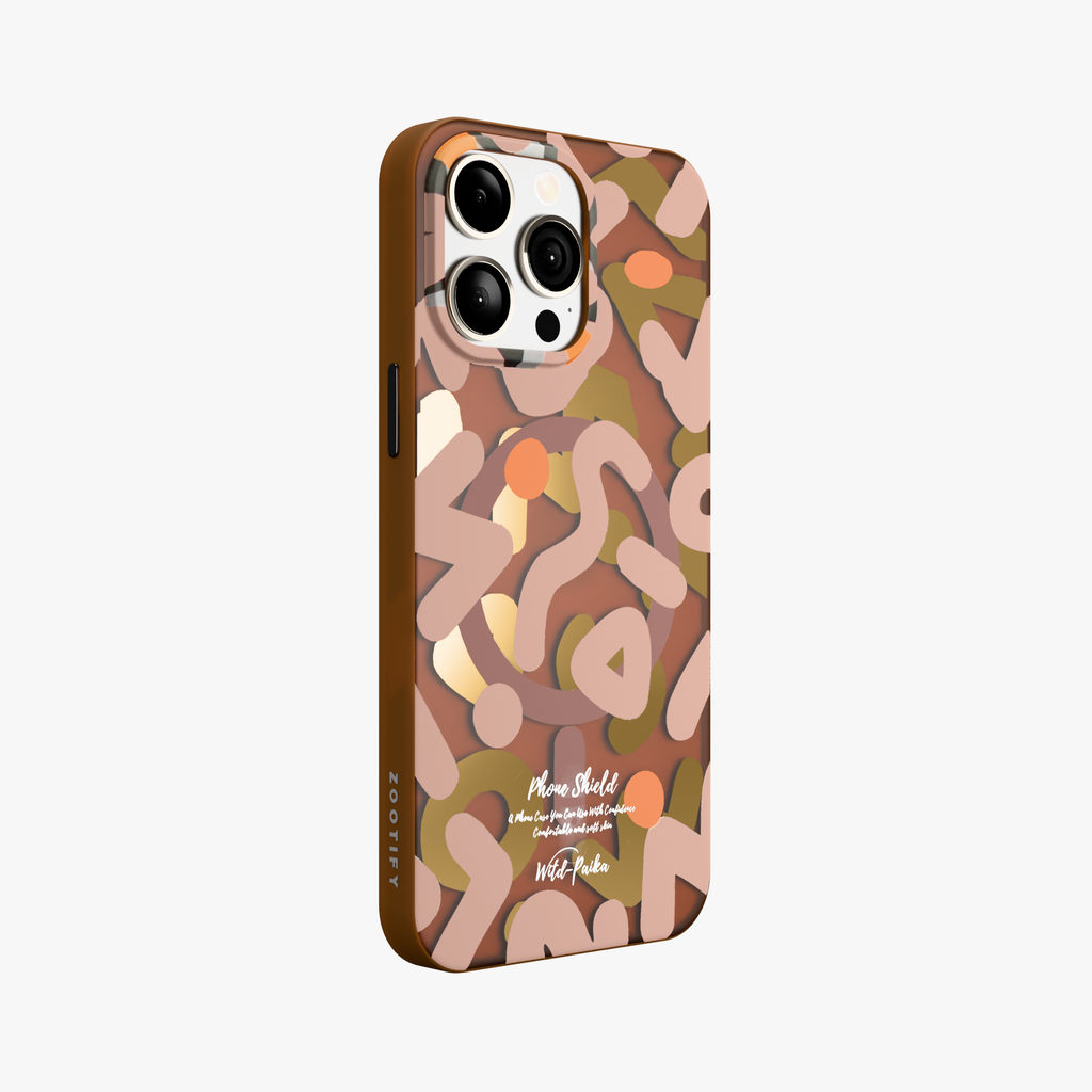 NeoWave – Brown Unique Double-layer Print Frosted MagSafe Phone Cover for iPhone 15 pro max