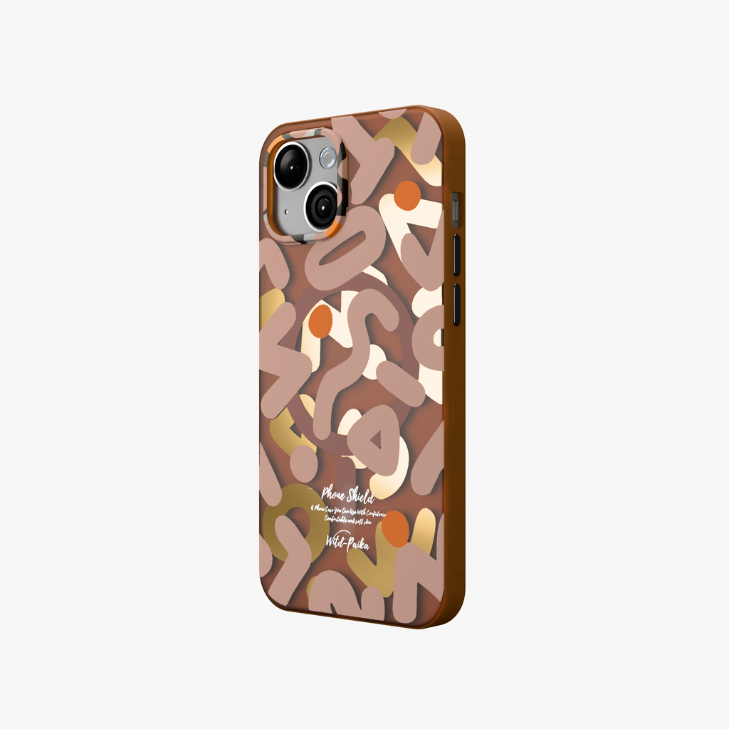 NeoWave – Brown Unique Double-layer Print Frosted MagSafe Phone Cover for iPhone 15
