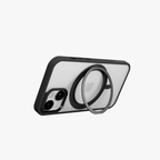 Orbit Grip – Black 360° Tactile O-Stand Clear transparent Case for iPhone 15