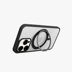 Orbit Grip – Black 360° Tactile O-Stand Clear transparent Case for iPhone 15 pro max