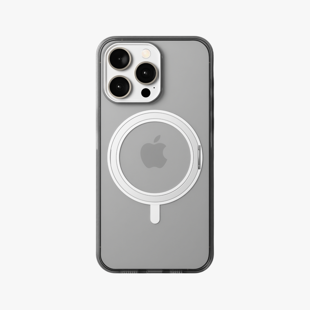 Orbit Grip – 360° Tactile O-Stand Clear transparent Case for iPhone 15 pro max