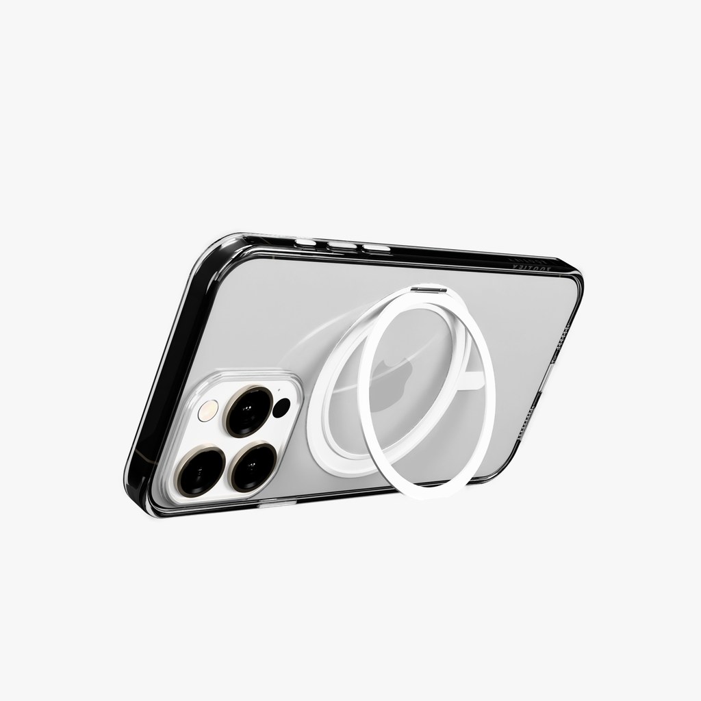Orbit Grip – 360° Tactile O-Stand Clear transparent Case for iPhone 15 pro max