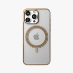 Orbit Grip – Brown 360° Tactile O-Stand Clear transparent Case for iPhone 16 pro max