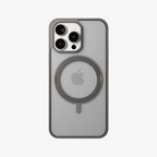 Orbit Grip – Grey 360° Tactile O-Stand Clear transparent Case for iPhone 15 pro max
