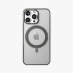 Orbit Grip – Grey 360° Tactile O-Stand Clear transparent Case for iPhone 16 pro max