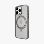 Orbit Grip – Grey 360° Tactile O-Stand Clear transparent Case for iPhone 15 pro max