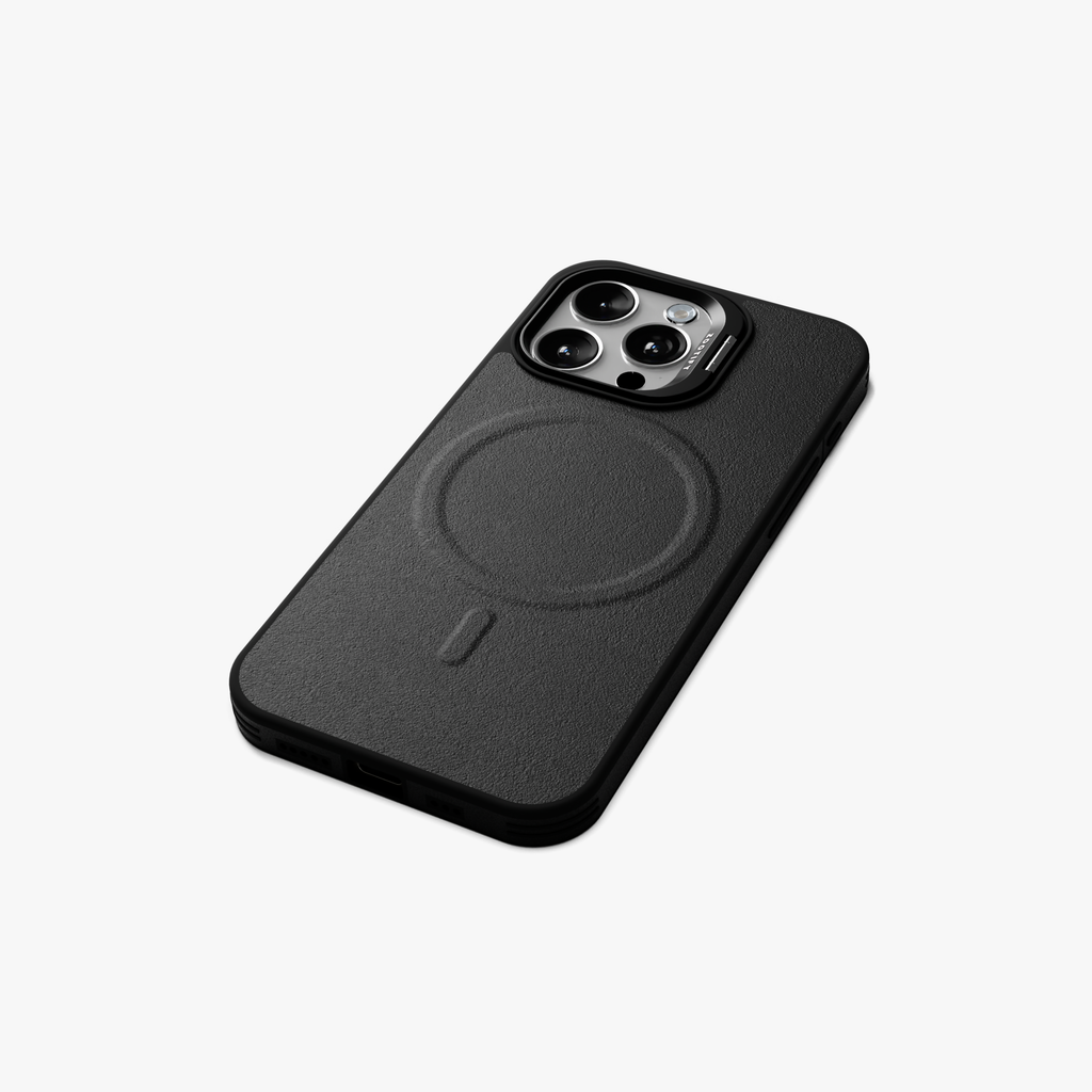 PrimoEdge – Black Luxe Leather design Magsafe case for iPhone 15 pro