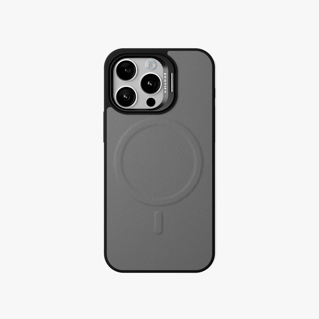 PrimoEdge – Grey Luxe Leather design Magsafe case for iPhone 15 pro