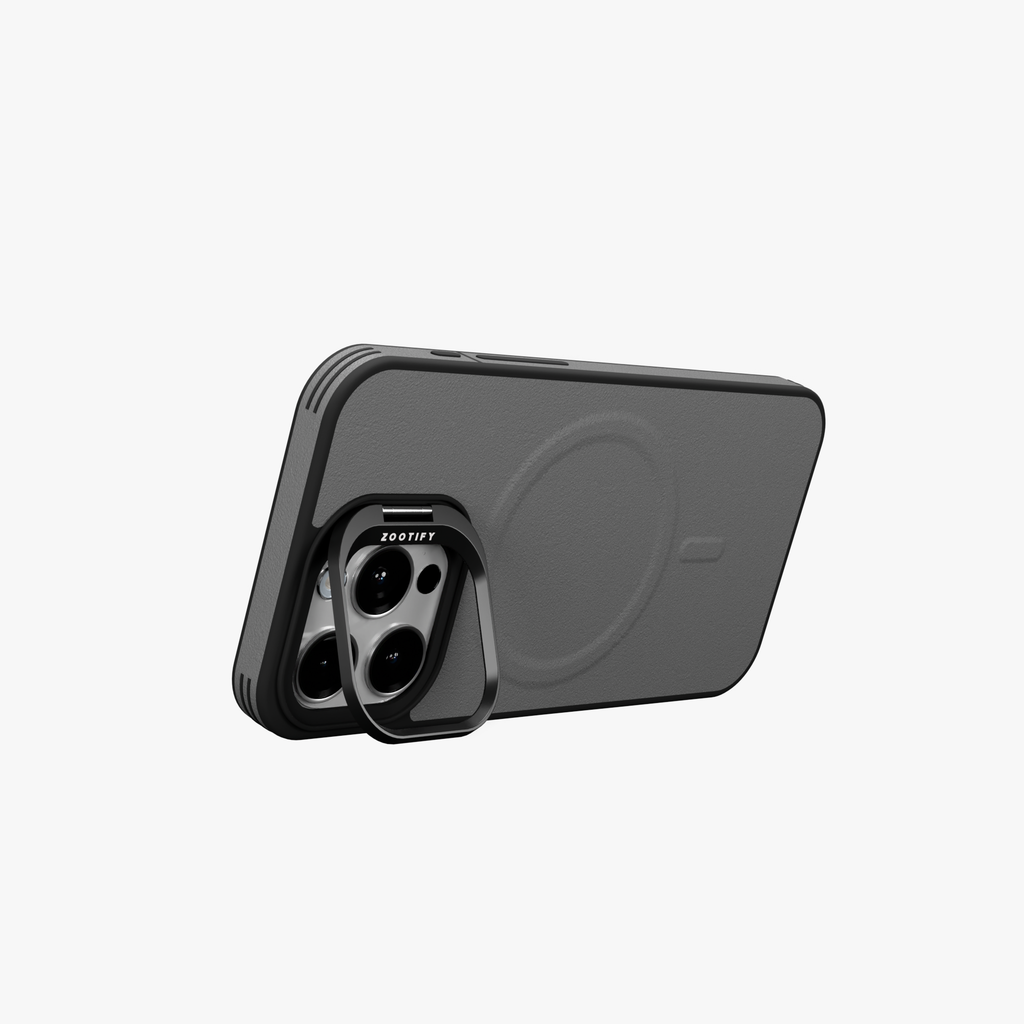 PrimoEdge – Grey Luxe Leather design Magsafe case for iPhone 15 pro
