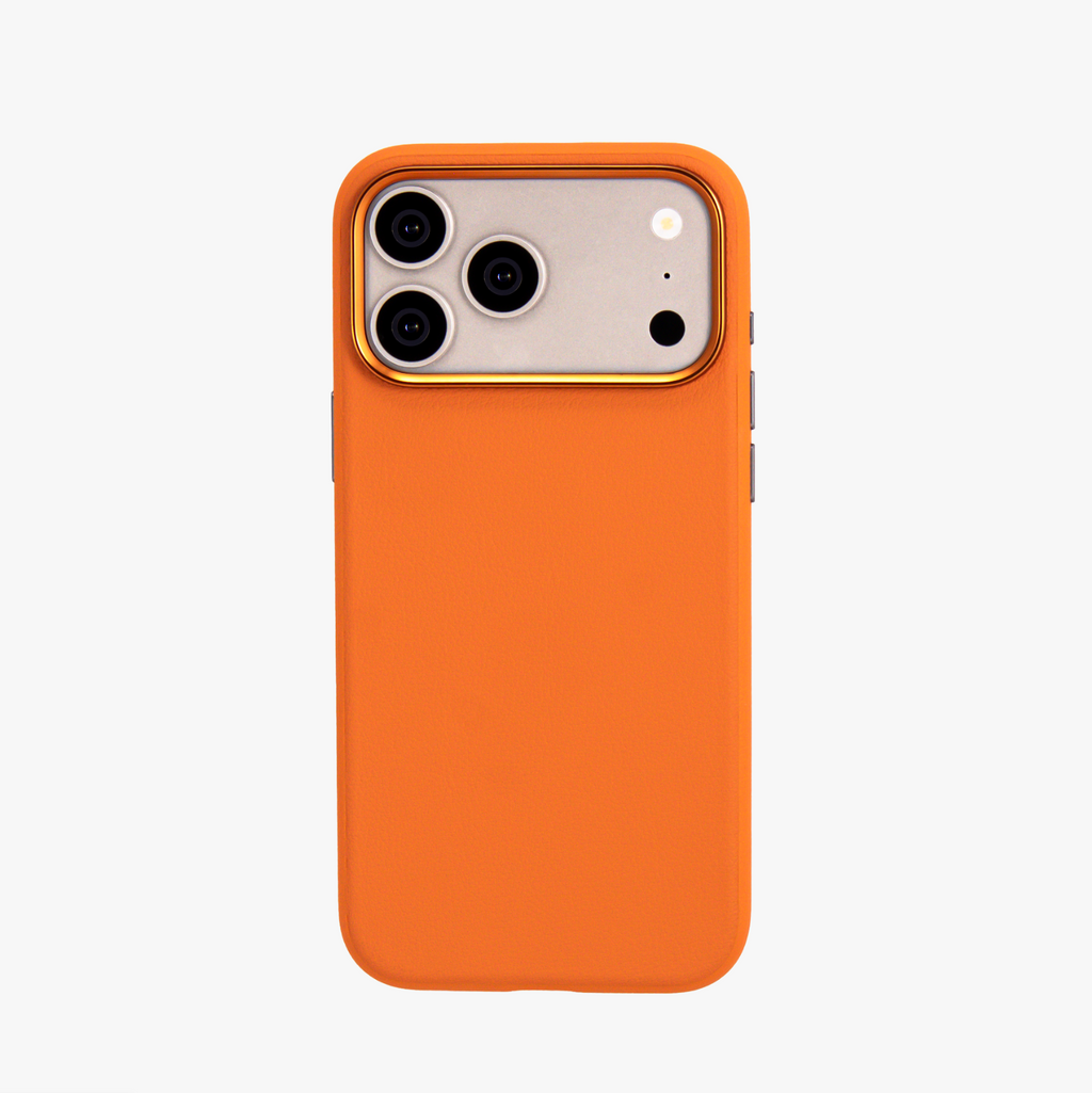 Primo – Orange Leather Premium MagSafe Case Cover for iPhone 17 Pro Max