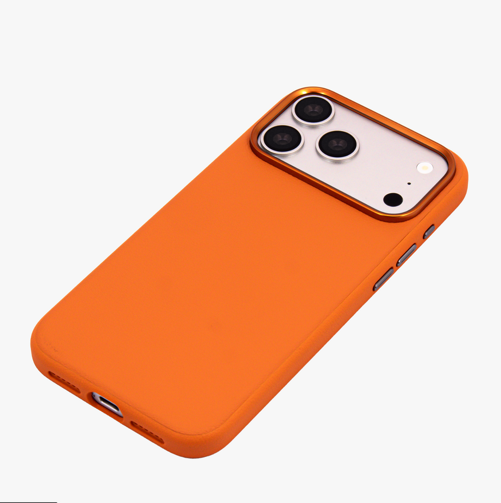 Primo – Orange Leather Premium MagSafe Case Cover for iPhone 17 Pro Max
