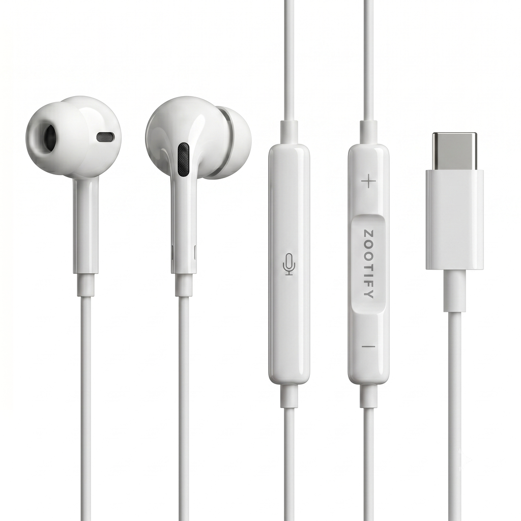 Zootify Aura 3 - Type C Wired Earphones with Mic | White