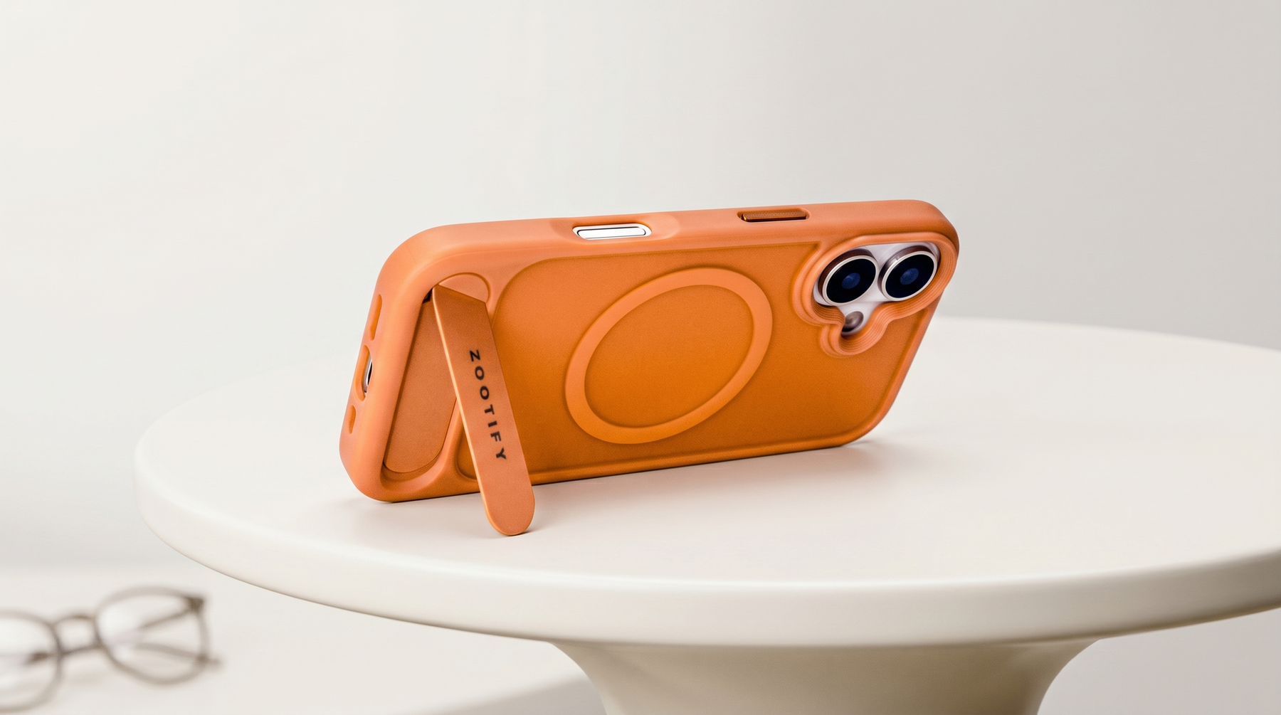 Frostand – Orange Frosted MagSafe Case Cover with Kickstand for iPhone 17 banner 1