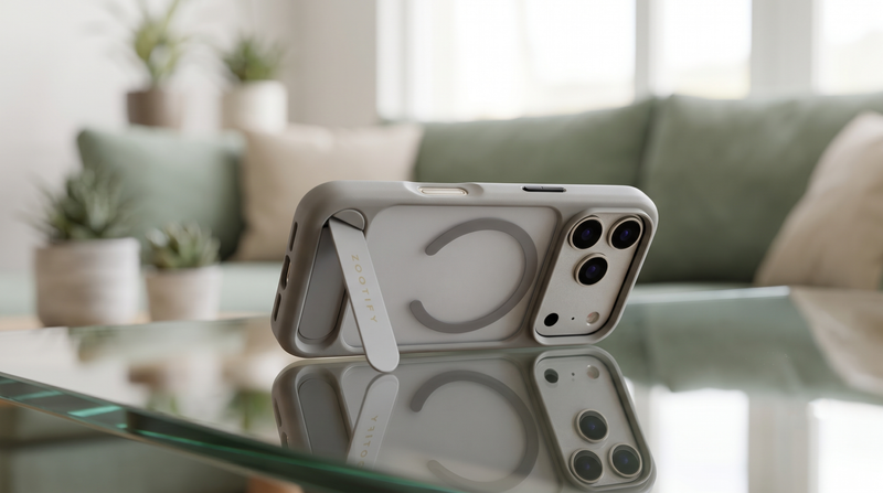 Frostand – Grey Frosted MagSafe Case Cover with Kickstand for iPhone 17 Pro Max mobile banner 2