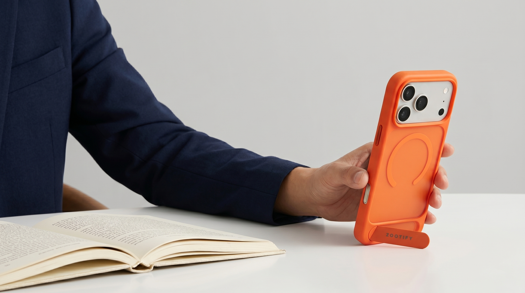 Frostand – Orange Frosted MagSafe Case Cover with Kickstand for iPhone 17 Pro Max banner 1