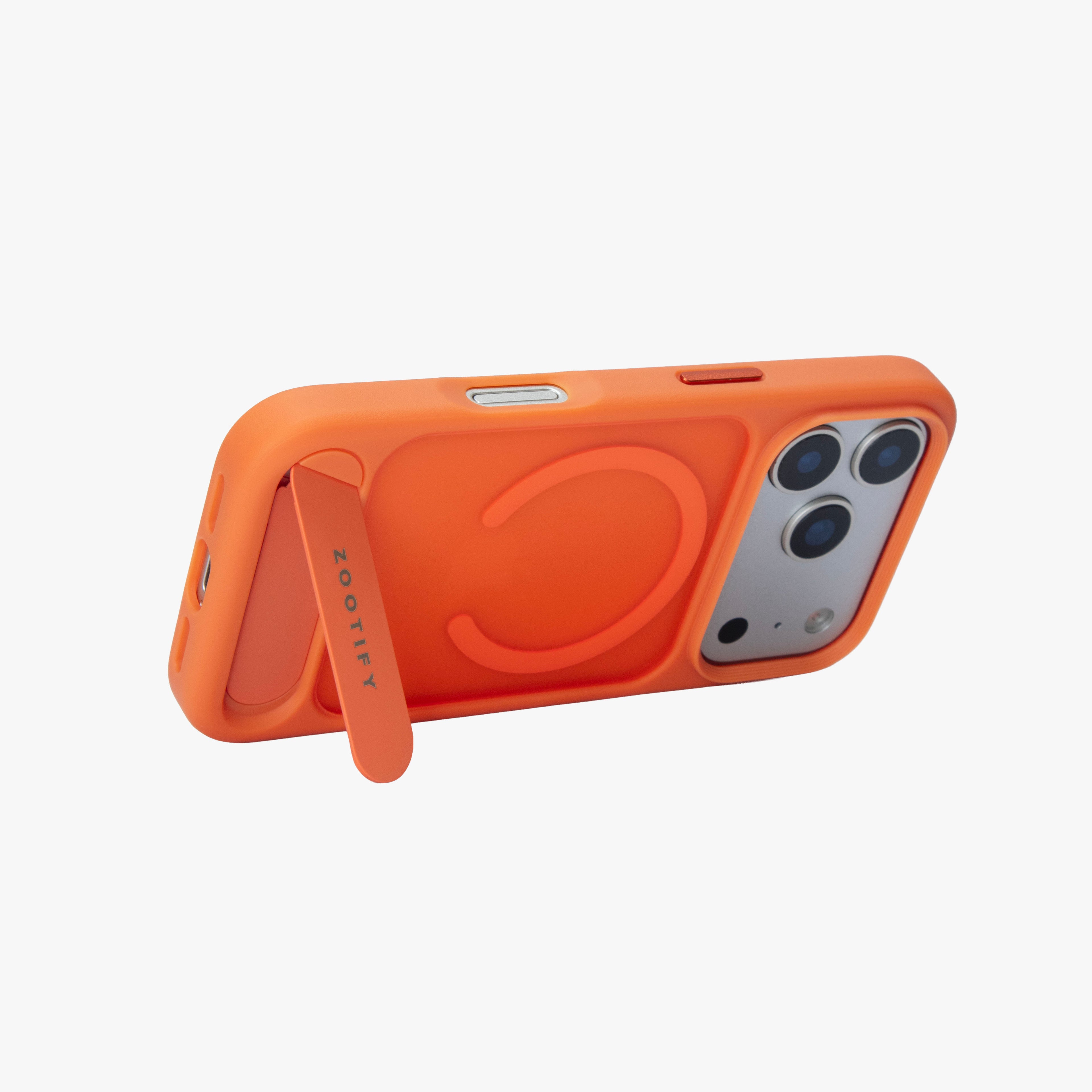 Frostand – Orange Frosted MagSafe Case Cover with Kickstand for iPhone 17 pro