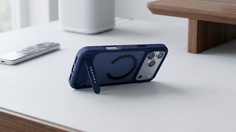 Frostand – Blue Frosted MagSafe Case Cover with Kickstand for iPhone 17 Pro Max mobile banner 1
