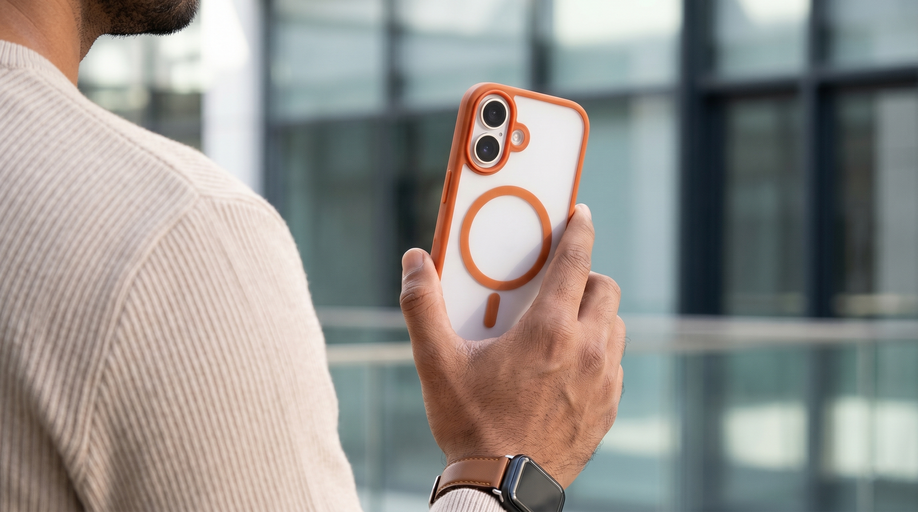 Haze  – Orange Frosted Premium MagSafe Case Cover for iPhone 17 banner 2