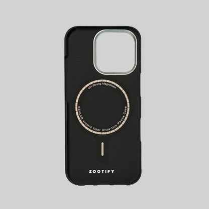 StealthForm – Black Kevlar Shield MagSafe Case for iPhone 16 pro