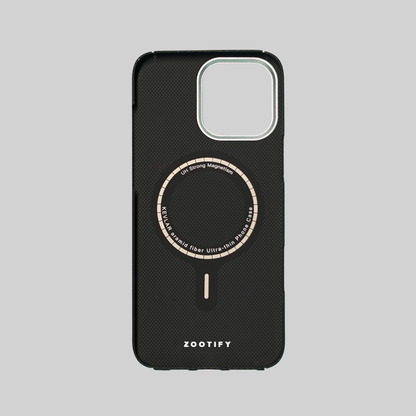 StealthForm – Black Kevlar Shield MagSafe Case for iPhone 16 pro max