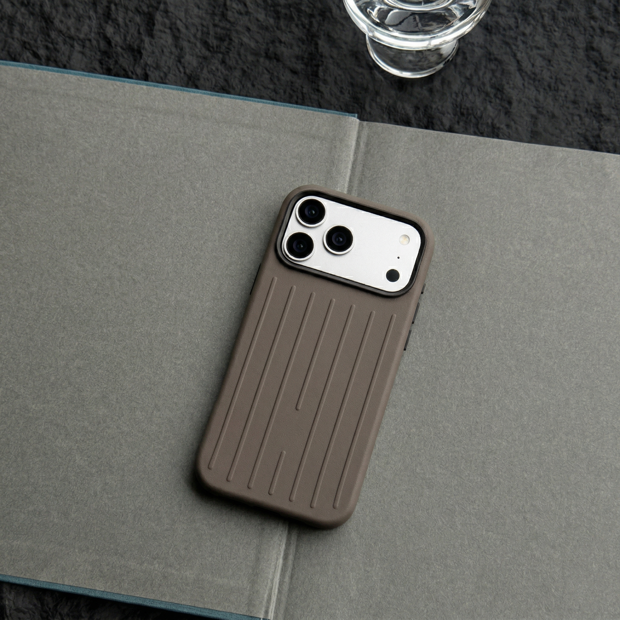 Ridge  – Grey Premium Modern Leather-texture MagSafe Case Cover for iPhone 17 Pro Max