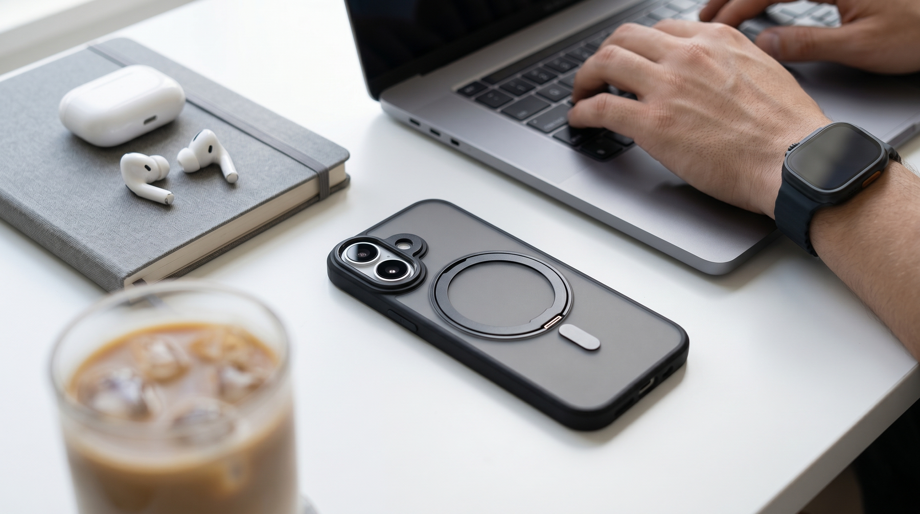 Orbit Grip – Black O-Stand MagSafe case cover for iPhone 17 banner 1
