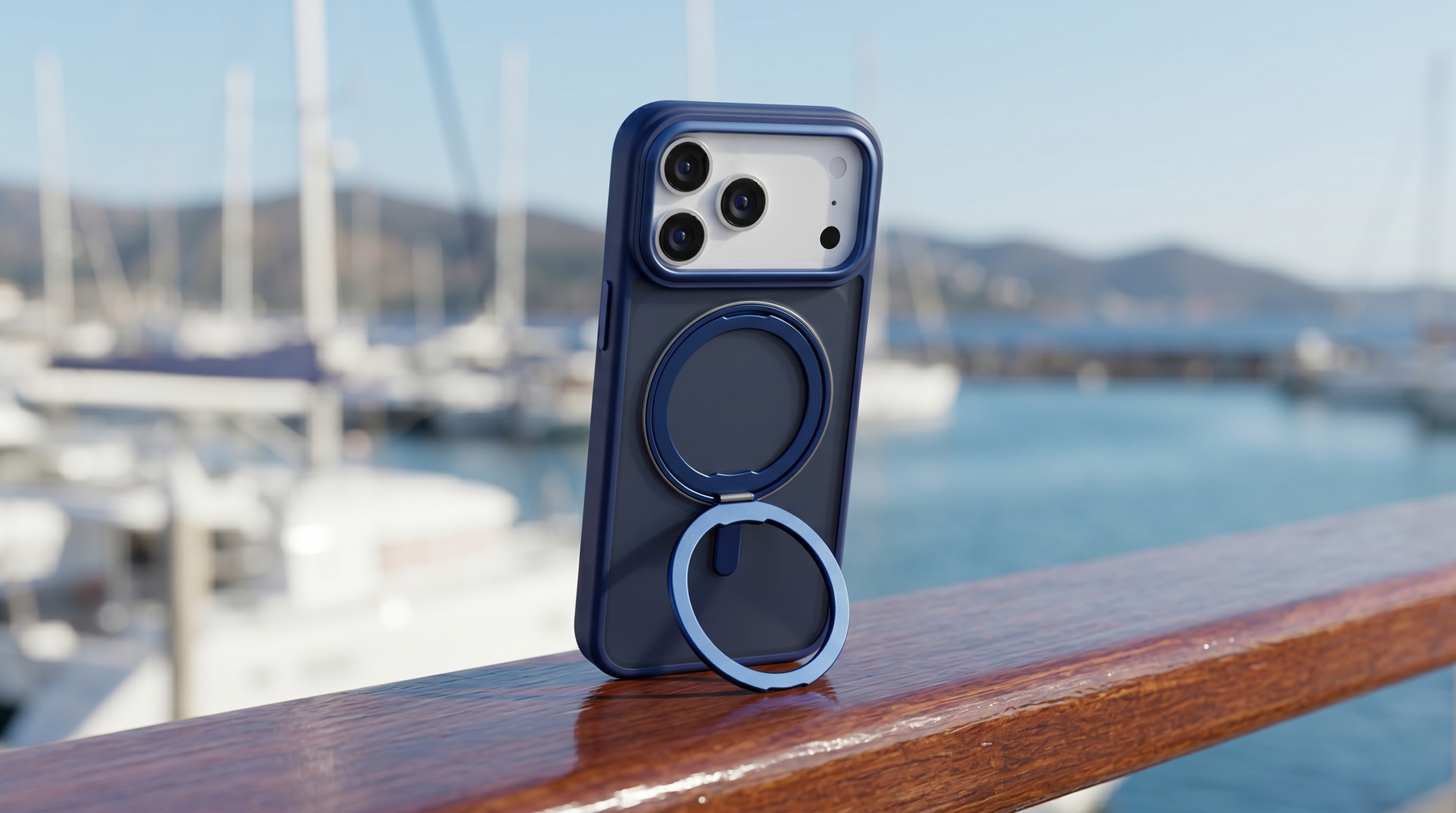 Orbit Grip – Blue O-Stand MagSafe case cover for iPhone 17 Pro Max banner 1