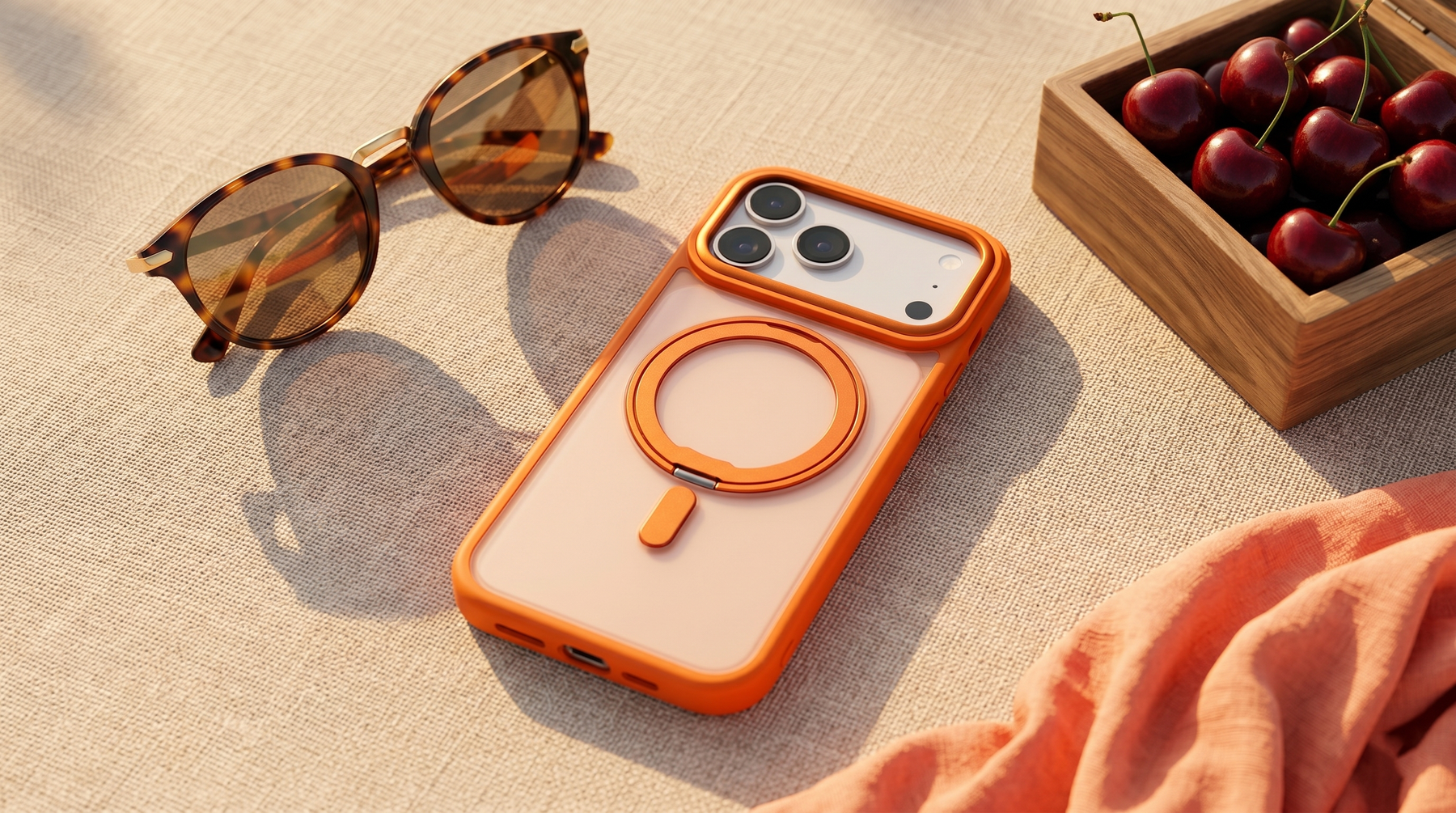 Orbit Grip – Orange O-Stand MagSafe case cover for iPhone 17 Pro Max banner 2