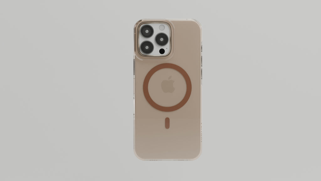 Crystal Flux – Brown Transparent Magnetic Case for iPhone 16 pro
