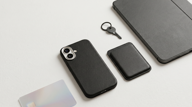 Primo – Black Leather Premium MagSafe Case Cover for iPhone 17 mobile banner 1