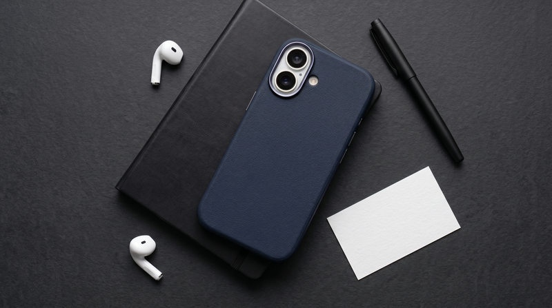 Primo – Blue Leather Premium MagSafe Case Cover for iPhone 17 mobile banner 2