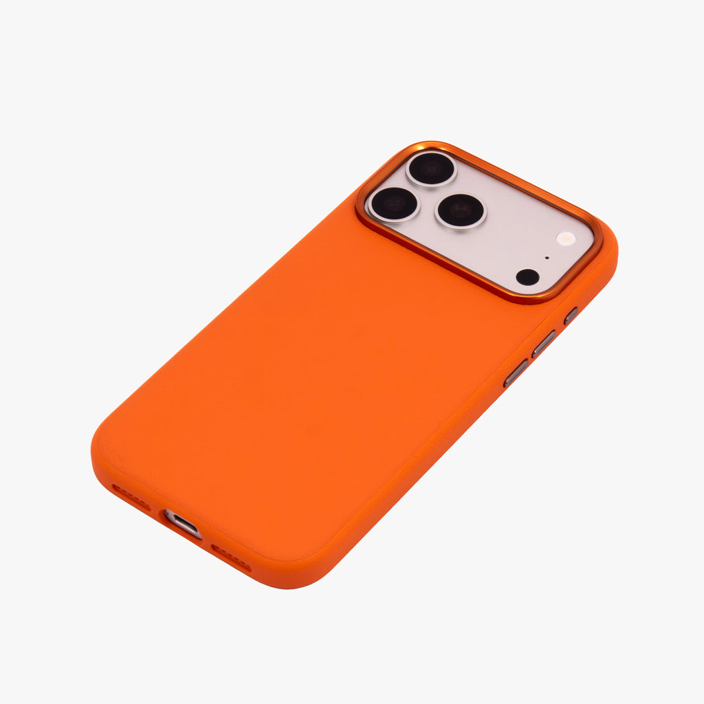 Primo – Orange Leather Premium MagSafe Case Cover for iPhone 17 Pro Max