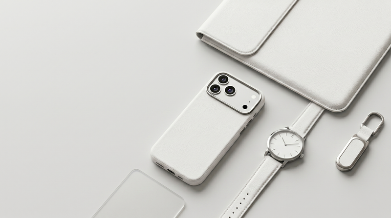Primo – White Leather Premium MagSafe Case Cover for iPhone 17 pro mobile banner 1