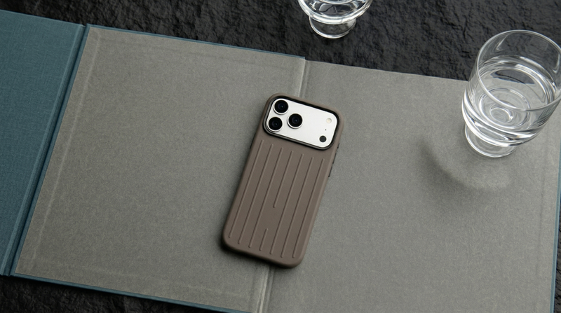 Ridge  – Grey Premium Modern Leather-texture MagSafe Case Cover for iPhone 17 Pro Max mobile banner 2